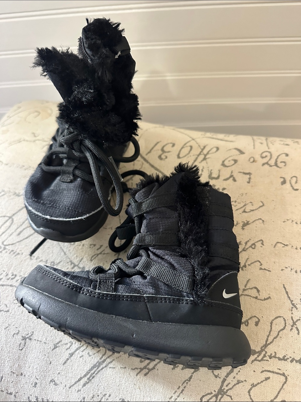 Nike Black Kids Fur-Lined Winter Boots Baby 7